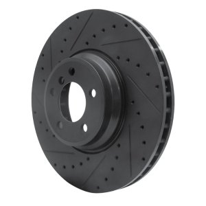 BMW ALPINA B7 Brake Rotor (1) - Front Left - R1 Concepts - Drilled & Slotted - Black - `07-`08